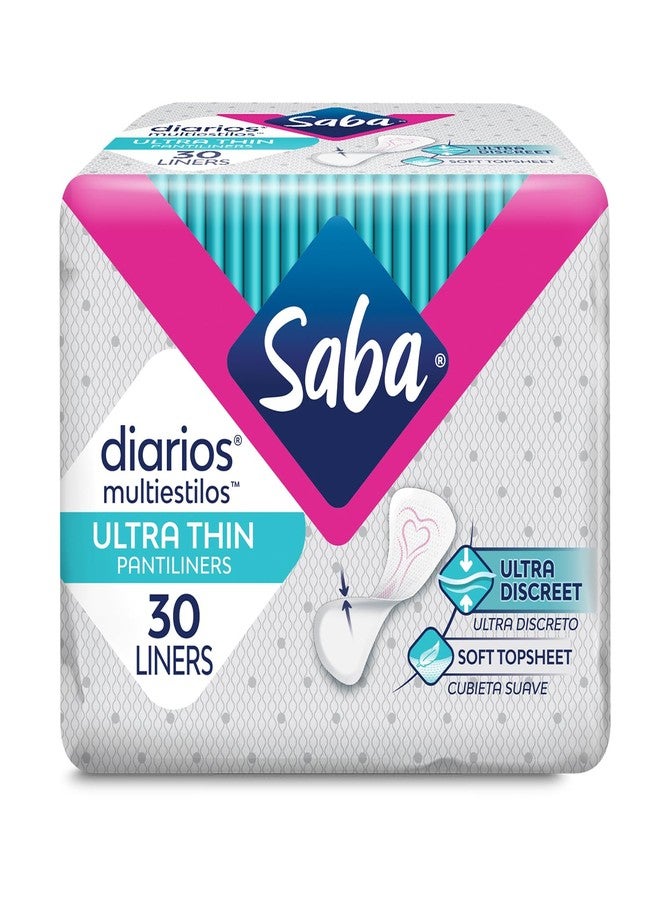 Saba Kombucha Saba Diarios Ultra Thin Multishape Pantiliners, Flexible & Versatile Panty Liners Made for All Bodies and All Underwear Styles, 240 Count (8 Packs of 30) - Image 1